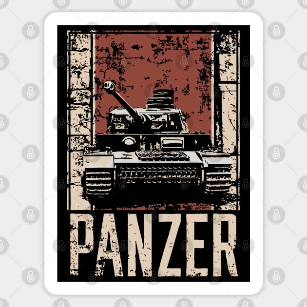 Panzer Tank Poster - Vintage Military Vehicle War Art Sticker by TuncGK